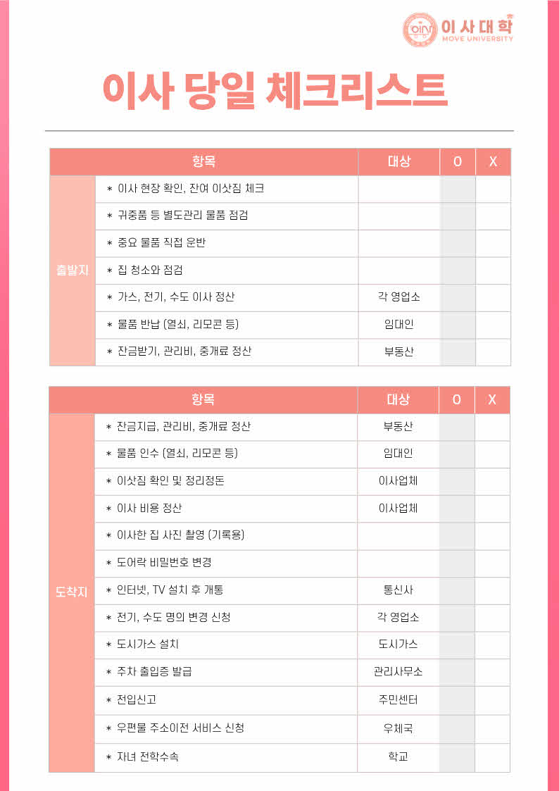 이사 당일 체크리스트